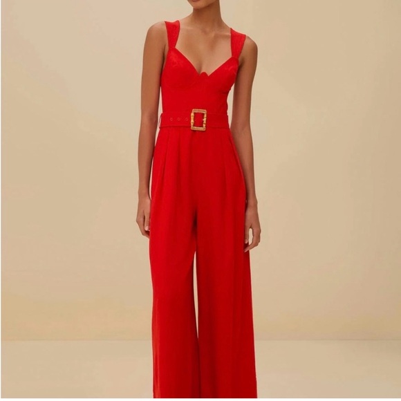 NWT Farm Rio Red Sleeveless Jumpsuit - Picture 1 of 6